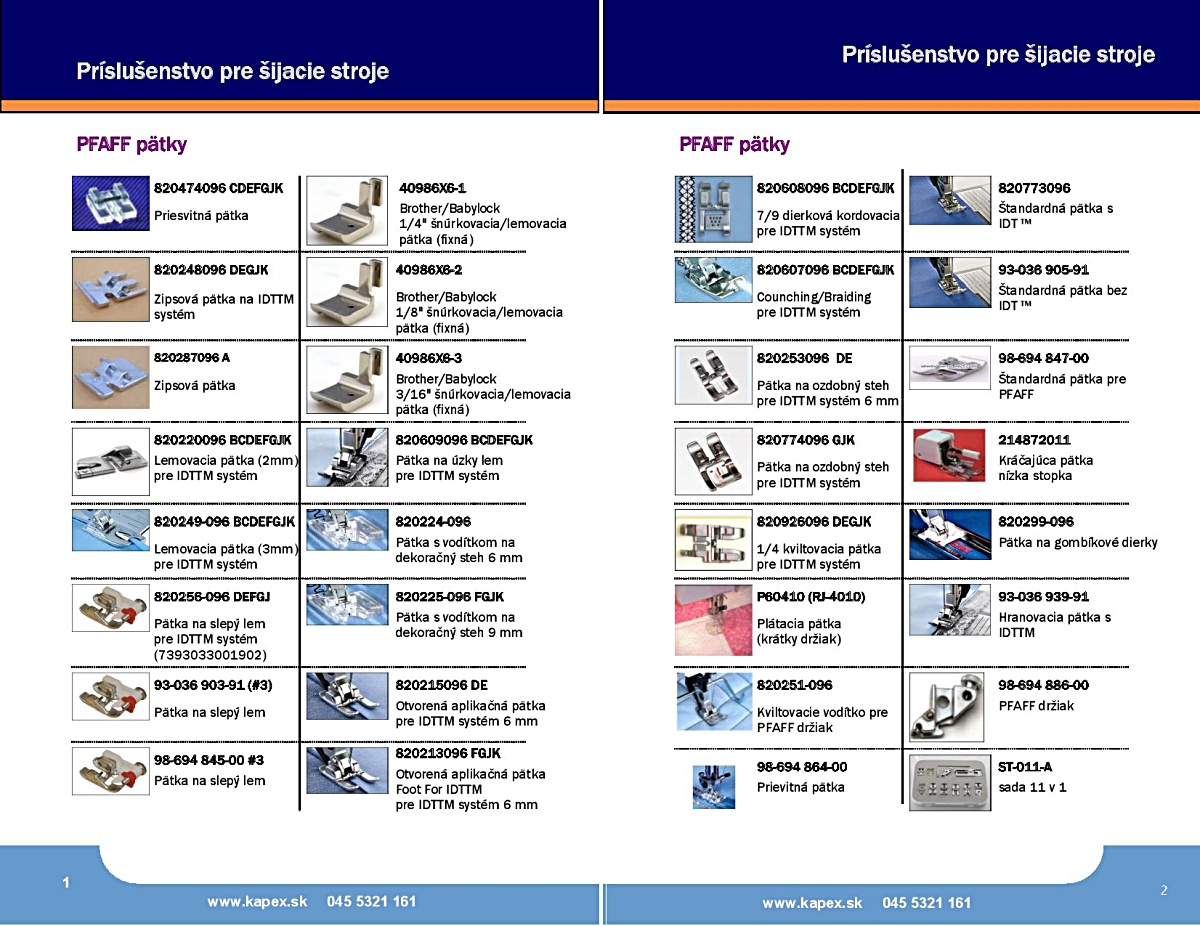 Pätky pre PFAFF stroje