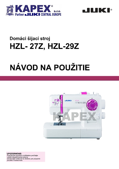 JUKI HZ-27Z, HZ-29Z Návod na použitie