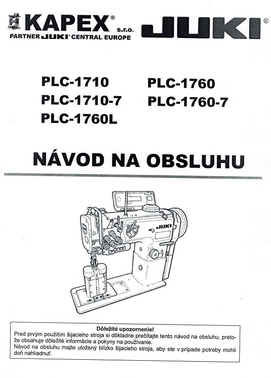 JUKI PLC-1710, PLC 1760 Návod na použitie