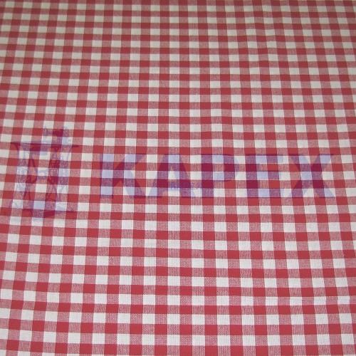 Bavlna -červeno biela kocka tkaná